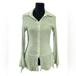 NWT E.C. Designs Long sleeve Button Down Blouse - Sea Green XL